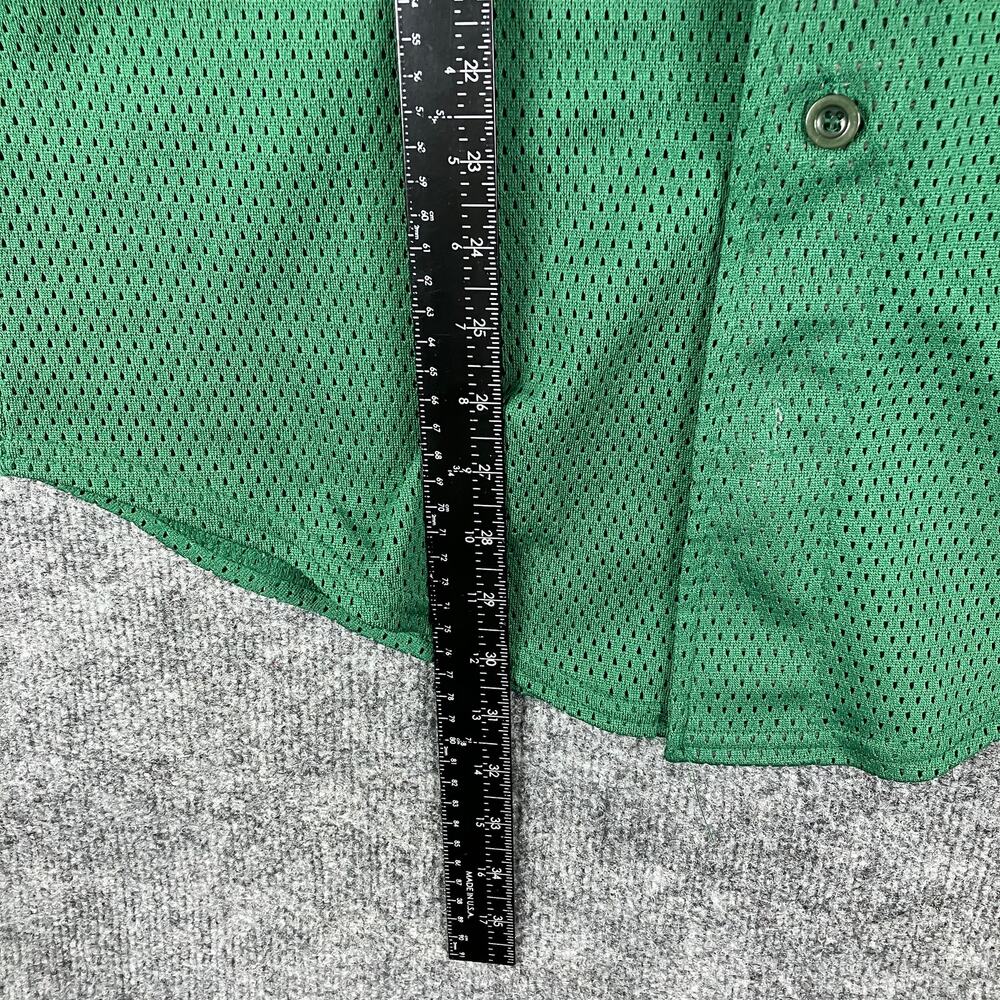 Baseball Jersey Mens Size L 42-44 Green Mesh Button Front Yellow H Logo - Picture 6 of 10